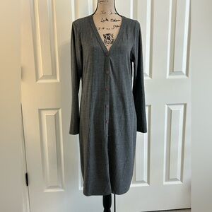 Libian Ribbed Knit Gray Long Sleeve V-neck Dress no size (check measurements)